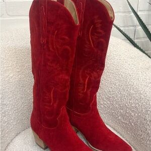 Altar’d State Red Suede Women's Cowboy Boots